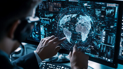 cybersecurity team analyzing global data to prevent phishing attacks