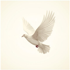 Obraz premium Beautiful line art illustration of a fully flying dove, white background