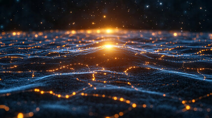 Abstract technology background representing digital chaos, symbolizing data streams, cybersecurity, cloud computing, supercomputing, and neural networks with vibrant colors and complex patterns

