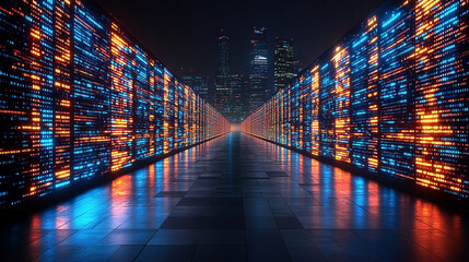 Abstract technology background representing digital chaos, symbolizing data streams, cybersecurity, cloud computing, supercomputing, and neural networks with vibrant colors and complex patterns

