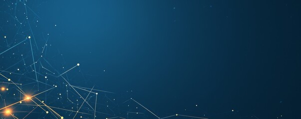 Dark blue background with white and orange lines, dots, and shapes forming an abstract tech pattern, symbolizing data science and artificial intelligence, with a subtle gradient for depth.

