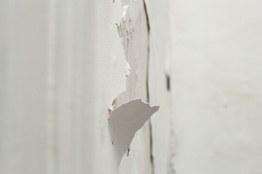 Saltpeter or mold on the wall, Closeup of wall stained with water infiltration. Potassium nitrate, which is present in the building materials comes into contact with oxygen and creates excess moisture