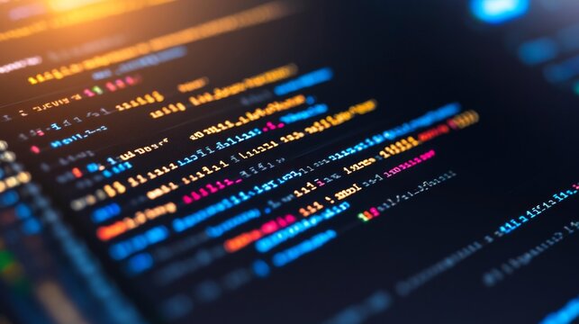 Colorful Code Lines On A Dark Screen Displaying Software Development