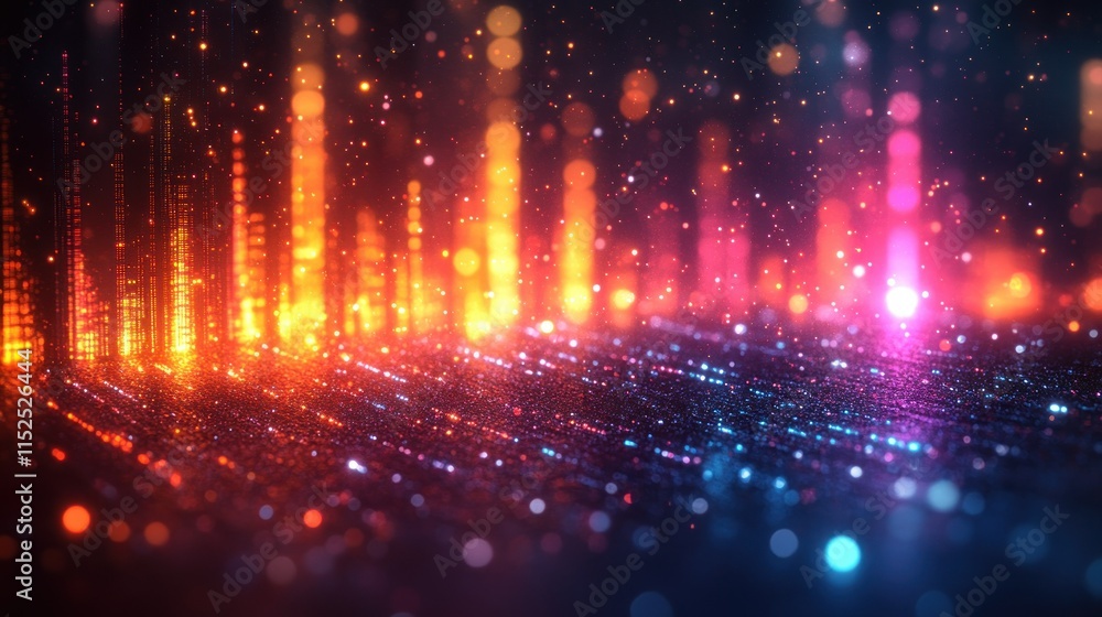 Aufkleber abstract digital visualization with vibrant colors and glowing particles.