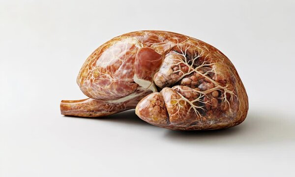 Human healthy pancreas. The camera revolves around a pancreas.
