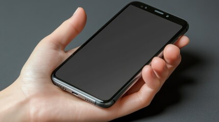 Hand holding smartphone with blank screen. (2)