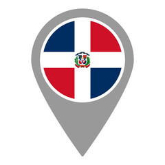 Dominican Republic flag location pin, flag application, Flag on Location Pin, graphic design, map pointer, vector illustration.