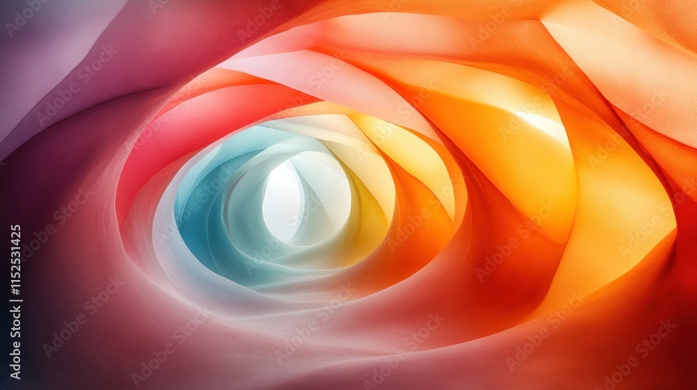 Poster a vibrant abstract swirl of colors creating a mesmerizing tunnel effect.