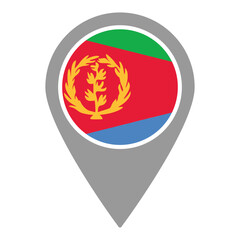 Eritrea flag location pin, flag application, Flag on Location Pin, graphic design, map pointer, vector illustration.