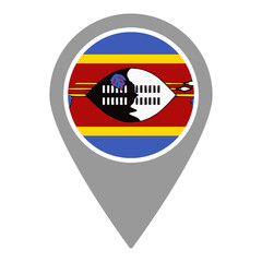 Eswatini flag location pin, flag application, Flag on Location Pin, graphic design, map pointer, vector illustration.