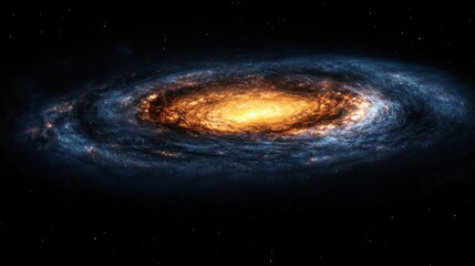 A stunning depiction of a spiral galaxy with bright core and swirling arms.
