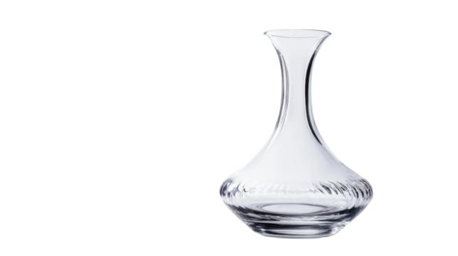 Crystal-clear wine decanter, transparent background