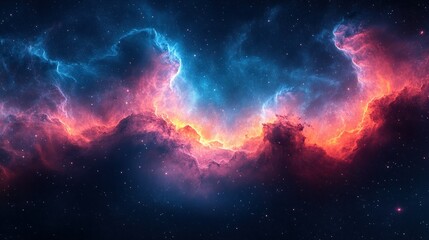 Fototapeta premium A vibrant cosmic scene showcasing nebulae and stars in a colorful galaxy.