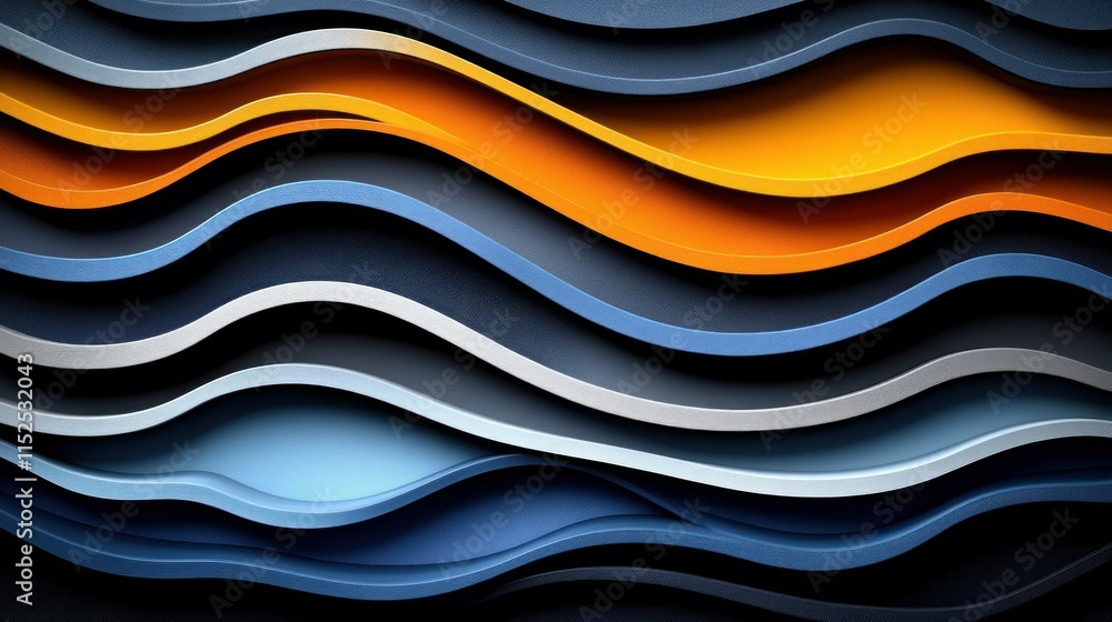 Poster abstract design featuring flowing waves in various colors, creating a dynamic visual effect.