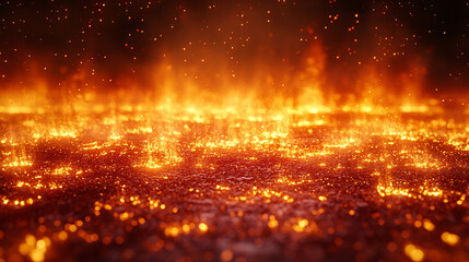 A close-up of burning fire logs with a blurred chaotic background symbolizing warmth, energy, transformation, and the uncontrollable nature of fire in a moment of intense movement and unpredictability