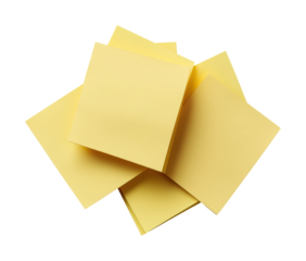 Sticky post it notes cluster for creative expression and organization. Isolated on transparent background, png.