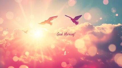 Fototapeta premium Birds in Flight: A Serene Sunrise