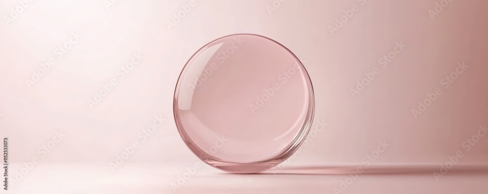 Poster elegant pink sphere on soft background with subtle shadows and reflections