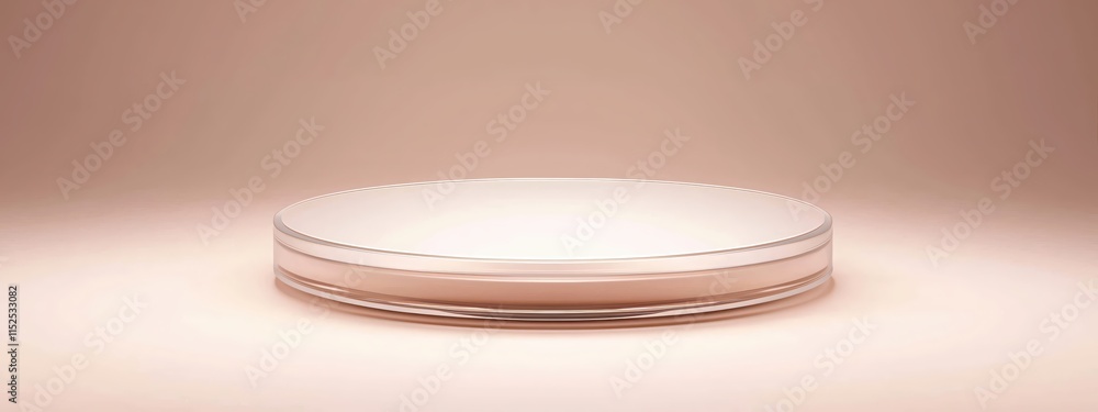Poster elegant round podium with soft lighting on a neutral background for product display