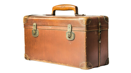 Retro travel suitcase, transparent background