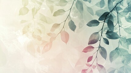 Soft Pastel Leaves Silhouette on a Light Background with Subtle Color Gradient