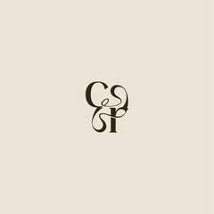 dynamic line monogram logo luxurious concept CR elegant wedding letter