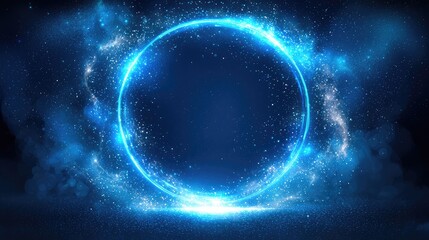 Fototapeta premium Luminous Celestial Ring: A Mystical Blue Energy Portal