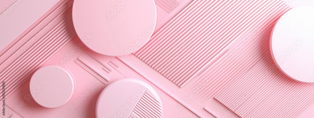 Aufkleber soft pink geometric background with circles and lines for creative design projects