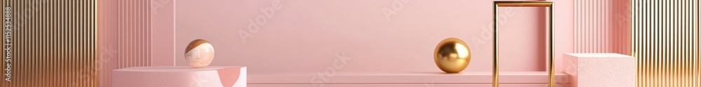 Poster elegant minimalist interior design with geometric shapes and soft color palette