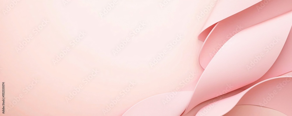 Aufkleber soft pink paper texture with elegant curves and subtle shadows for design background