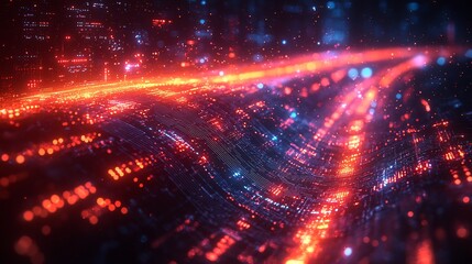 Obraz premium Resource allocation illustrated a flowing system of resource distribution showing capacity planning and optimization in a vibrant digital space