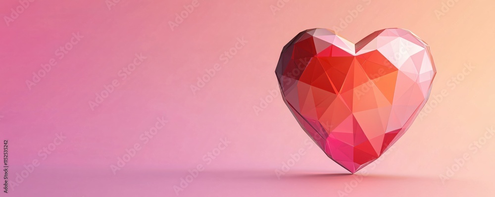 Aufkleber Geometric Heart Shape with Colorful Gradient Background in Soft Light