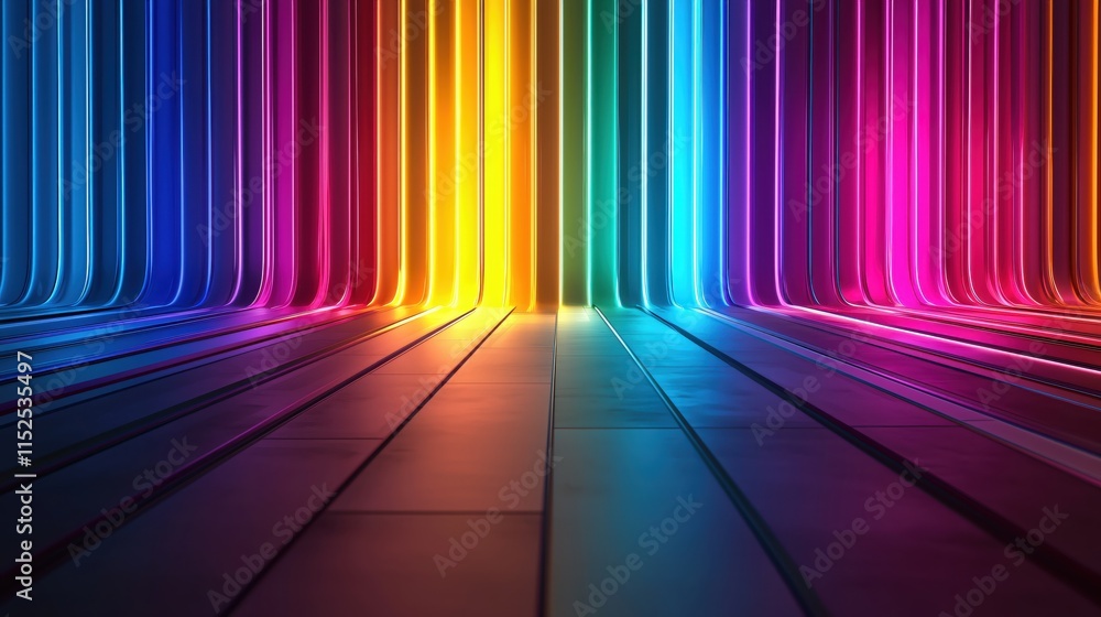 Aufkleber Vibrant Neon Lights Creating A Colorful Abstract Background Design For Creative Projects