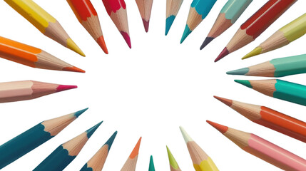 Group of colorful crayons, transparent background