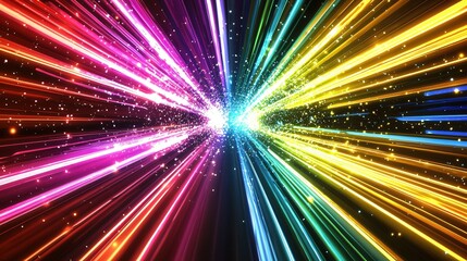 Obraz premium Vibrant Burst of Colorful Light Rays in Dynamic Abstract Display of Energy and Motion