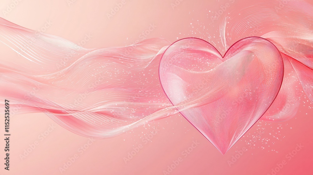 Aufkleber elegant pink heart with soft swirls and shimmering background for romantic themes