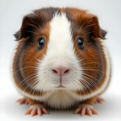 Closeup shot of guinea pig isolated on white background