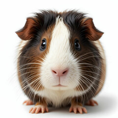 Closeup shot of guinea pig isolated on white background