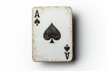 Vintage playing card featuring spade symbol and worn edges
