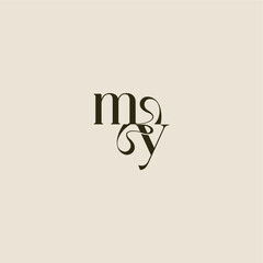 dynamic line monogram logo luxurious concept MY elegant wedding letter
