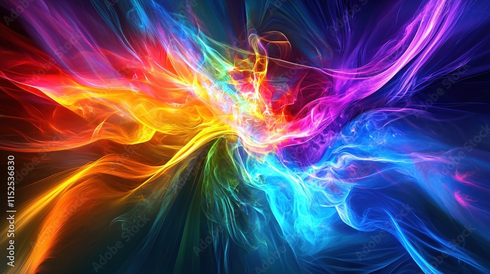 Poster abstract colorful swirls creating dynamic flowing patterns in vibrant rainbow hues