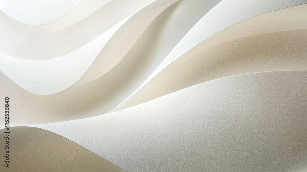 Poster abstract flowing waves in soft neutral tones creating a serene minimalist background