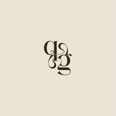dynamic line monogram logo luxurious concept QG elegant wedding letter