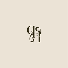 dynamic line monogram logo luxurious concept QL elegant wedding letter