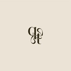 dynamic line monogram logo luxurious concept QT elegant wedding letter