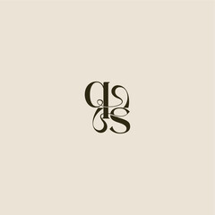dynamic line monogram logo luxurious concept QS elegant wedding letter