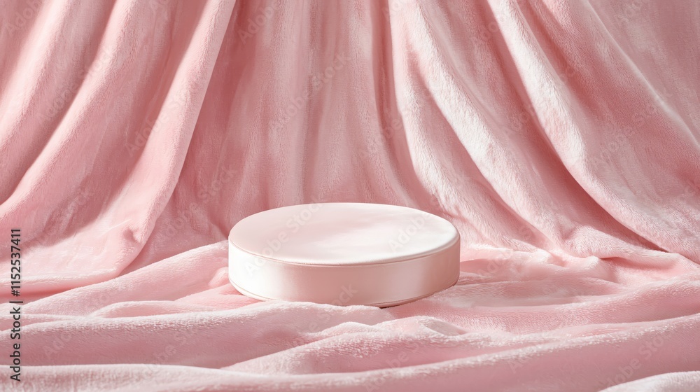 Aufkleber subtle pink background with round display platform for product presentation