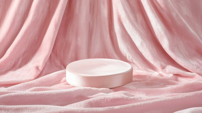 Subtle Pink Background with Round Display Platform for Product Presentation