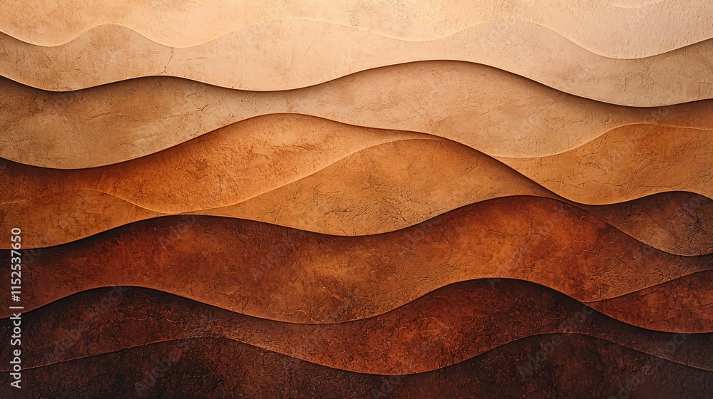 Poster abstract 3d wave pattern in earthy tones creating a textured landscape effect