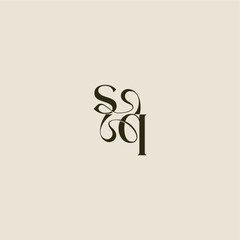 dynamic line monogram logo luxurious concept SQ elegant wedding letter
